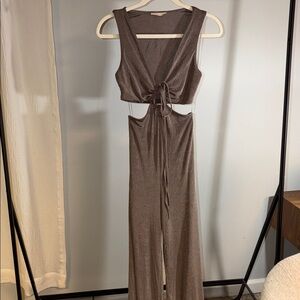 Endless Blu Chic Taupe Sleeveless Jumpsuit Size S
